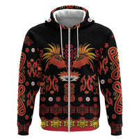 Papua Batik Motif Zip Hoodie Papua Spirit Black Version - Polynesian Pride