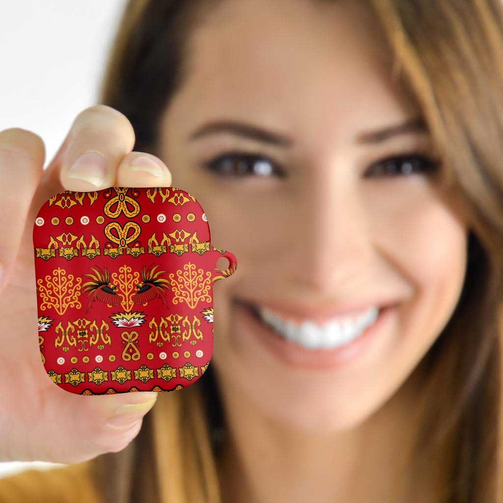 Papua Batik Motif AirPods Case Papua Spirit Red Version - Polynesian Pride