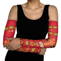 Papua Batik Motif Arm Sleeves Papua Spirit Red Version - Polynesian Pride