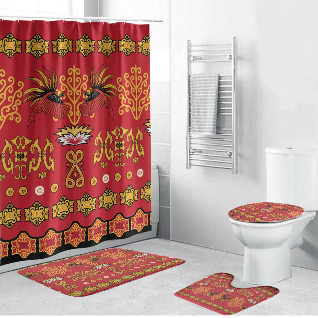 Papua Batik Motif Bathroom Set Papua Spirit Red Version - Polynesian Pride