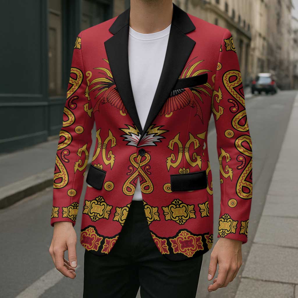 Papua Batik Motif Blazer Papua Spirit Red Version - Polynesian Pride