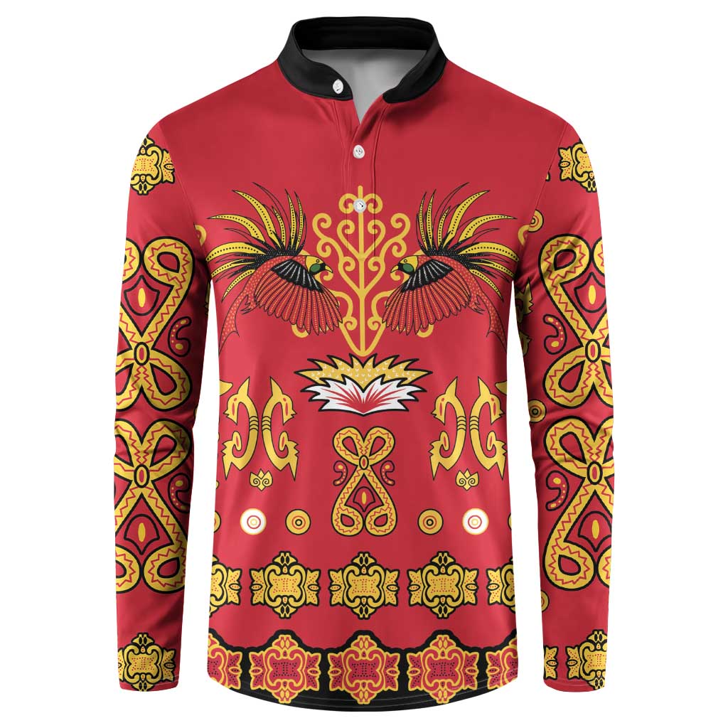 Papua Batik Motif Button Sweatshirt Papua Spirit Red Version LT05 Red - Polynesian Pride