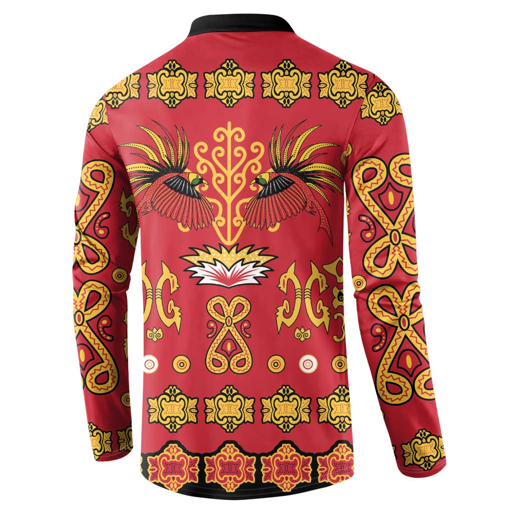 Papua Batik Motif Button Sweatshirt Papua Spirit Red Version LT05 - Polynesian Pride