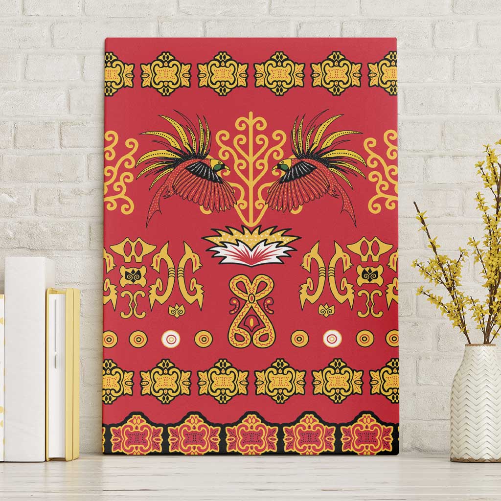 Papua Batik Motif Canvas Wall Art Papua Spirit Red Version - Polynesian Pride