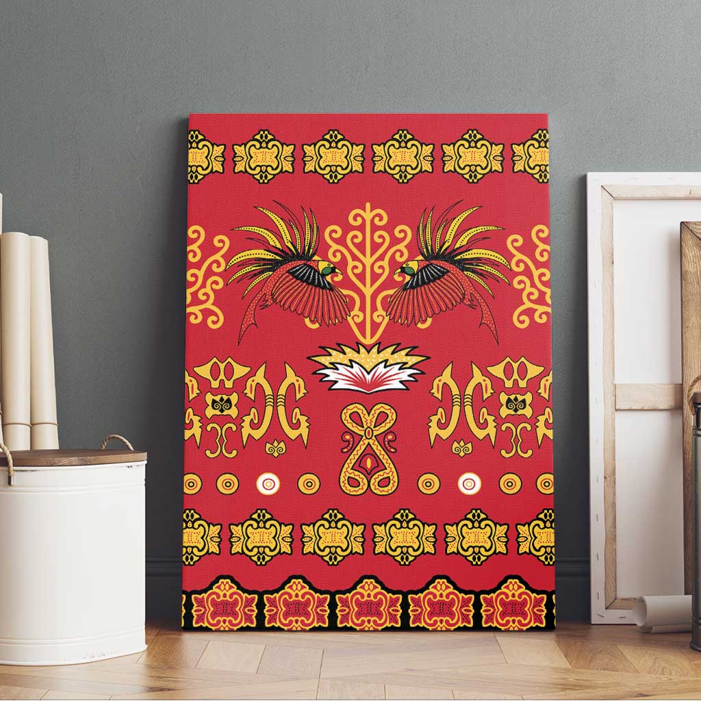 Papua Batik Motif Canvas Wall Art Papua Spirit Red Version - Polynesian Pride
