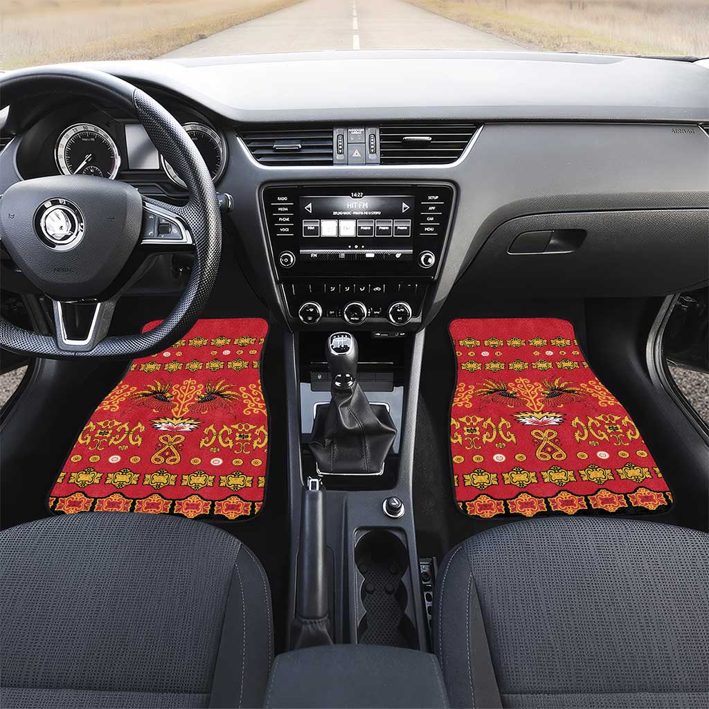 Papua Batik Motif Car Mats Papua Spirit Red Version - Polynesian Pride