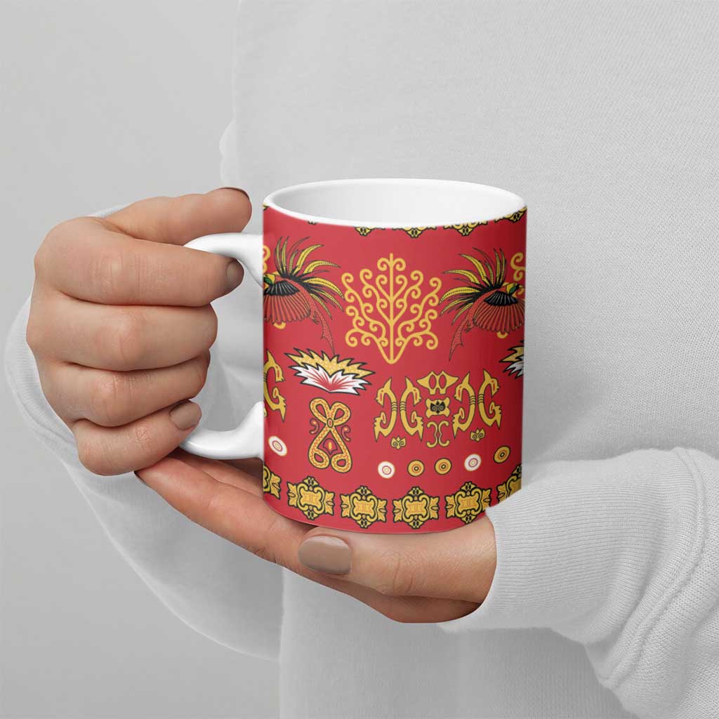 Papua Batik Motif Ceramic Mug Papua Spirit Red Version - Polynesian Pride