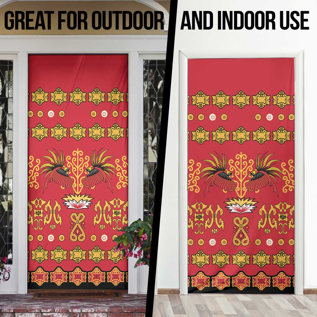 Papua Batik Motif Door Cover Papua Spirit Red Version - Polynesian Pride