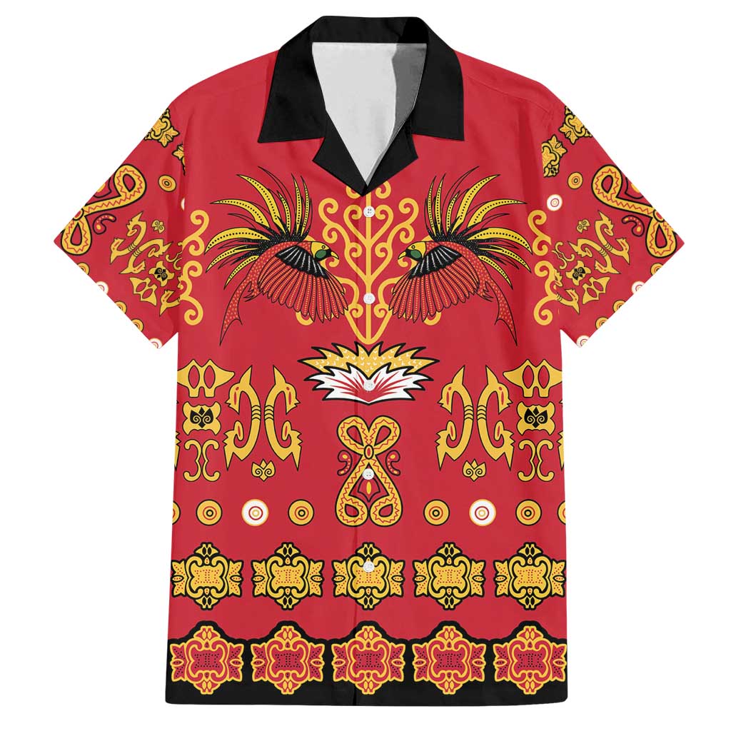Papua Batik Motif Family Matching Long Sleeve Bodycon Dress and Hawaiian Shirt Papua Spirit Red Version LT05 Dad's Shirt - Short Sleeve Red - Polynesian Pride