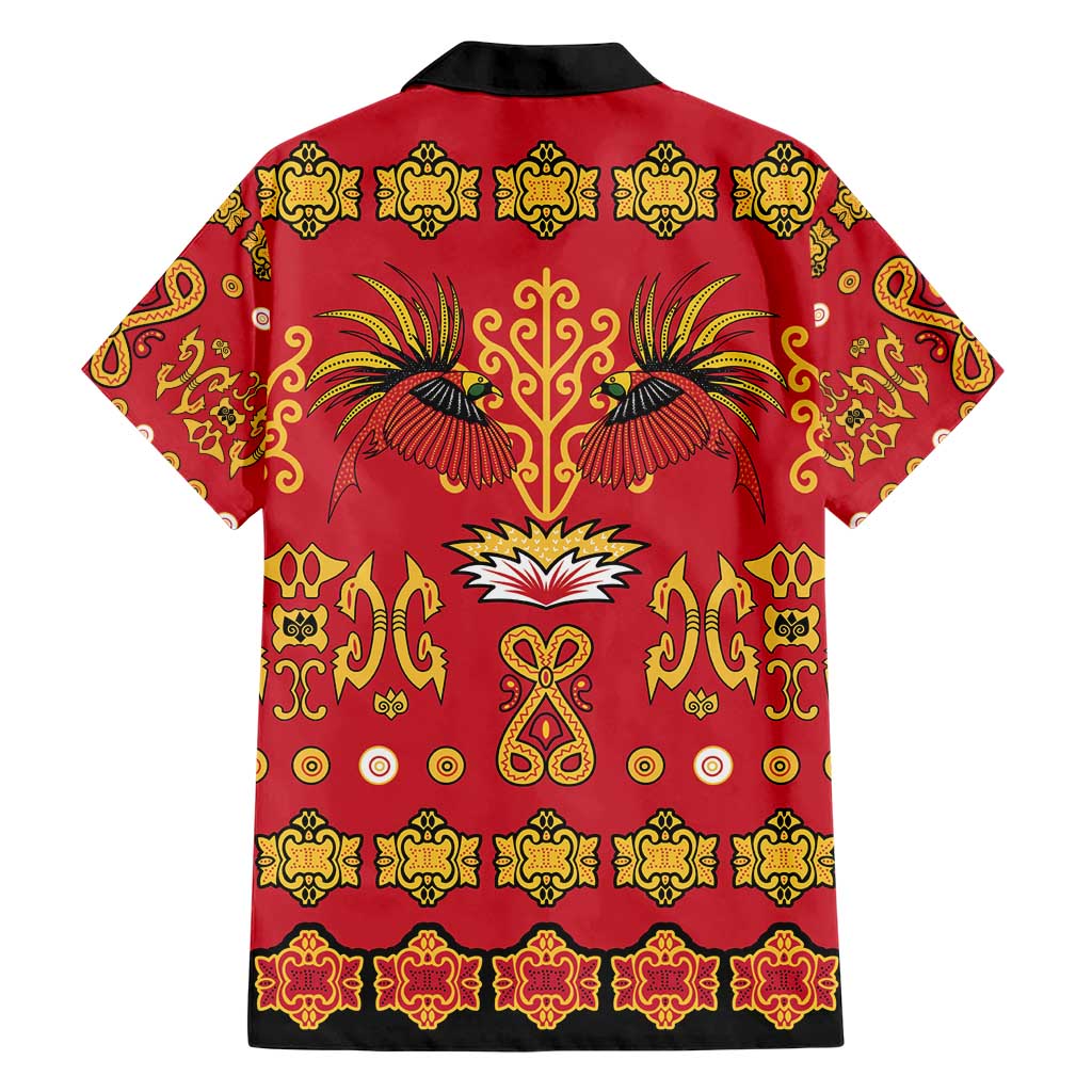 Papua Batik Motif Family Matching Short Sleeve Bodycon Dress and Hawaiian Shirt Papua Spirit Red Version LT05 - Polynesian Pride