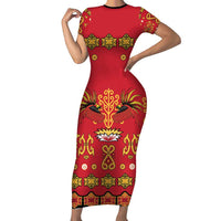 Papua Batik Motif Family Matching Short Sleeve Bodycon Dress and Hawaiian Shirt Papua Spirit Red Version LT05 Mom's Dress Red - Polynesian Pride