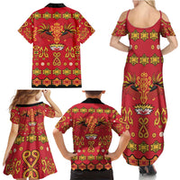 Papua Batik Motif Family Matching Summer Maxi Dress and Hawaiian Shirt Papua Spirit Red Version LT05 - Polynesian Pride