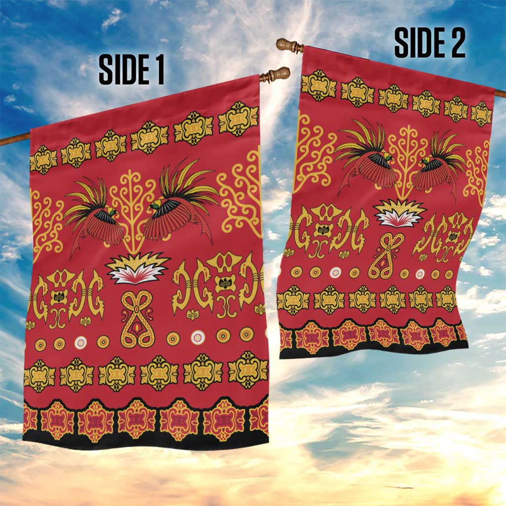Papua Batik Motif Garden Flag Papua Spirit Red Version - Polynesian Pride