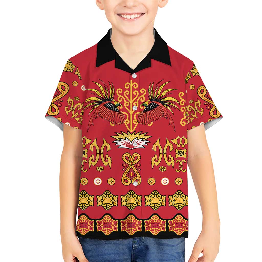 Papua Batik Motif Kid Hawaiian Shirt Papua Spirit Red Version LT05 Kid Red - Polynesian Pride
