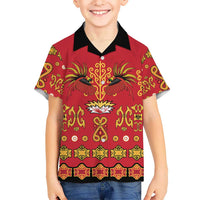 Papua Batik Motif Kid Hawaiian Shirt Papua Spirit Red Version LT05 Kid Red - Polynesian Pride