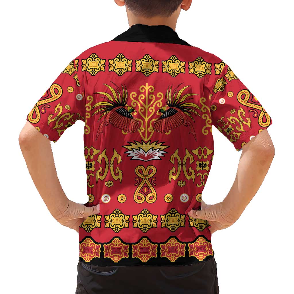Papua Batik Motif Kid Hawaiian Shirt Papua Spirit Red Version LT05 - Polynesian Pride