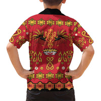 Papua Batik Motif Kid Hawaiian Shirt Papua Spirit Red Version LT05 - Polynesian Pride