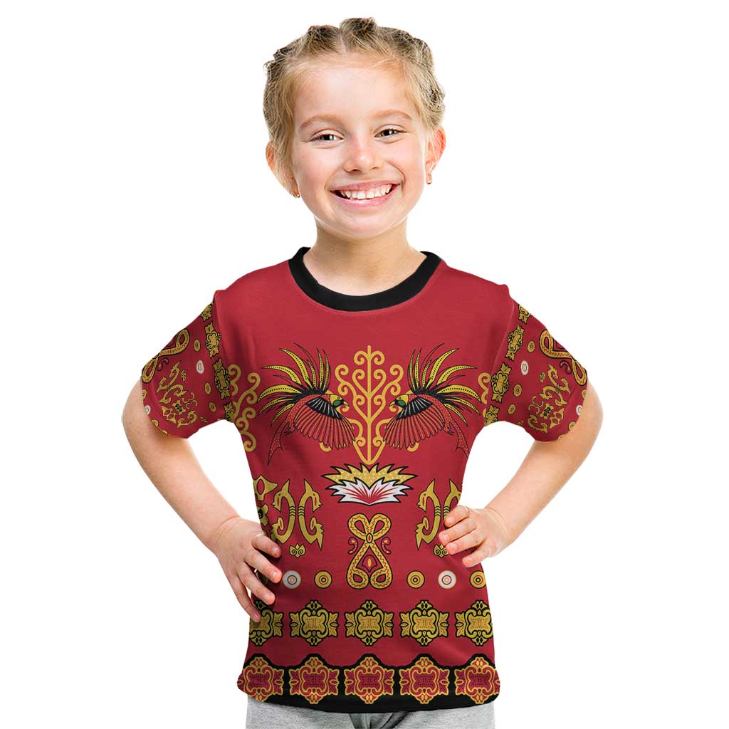 Papua Batik Motif Kid T Shirt Papua Spirit Red Version LT05 Red - Polynesian Pride
