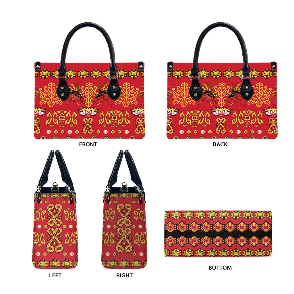 Papua Batik Motif Leather Bag Papua Spirit Red Version - Polynesian Pride