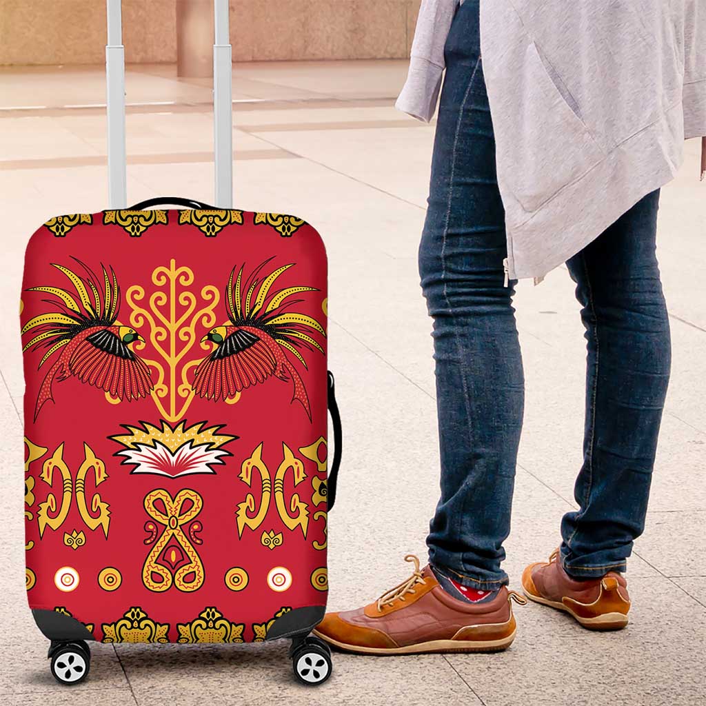Papua Batik Motif Luggage Cover Papua Spirit Red Version - Polynesian Pride