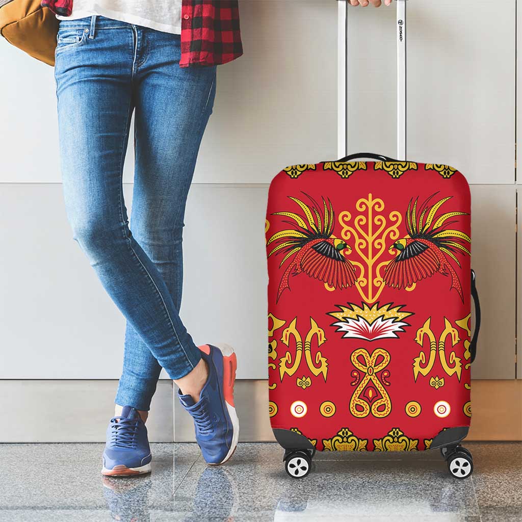 Papua Batik Motif Luggage Cover Papua Spirit Red Version - Polynesian Pride