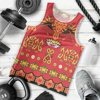 Papua Batik Motif Men Tank Top Papua Spirit Red Version - Polynesian Pride