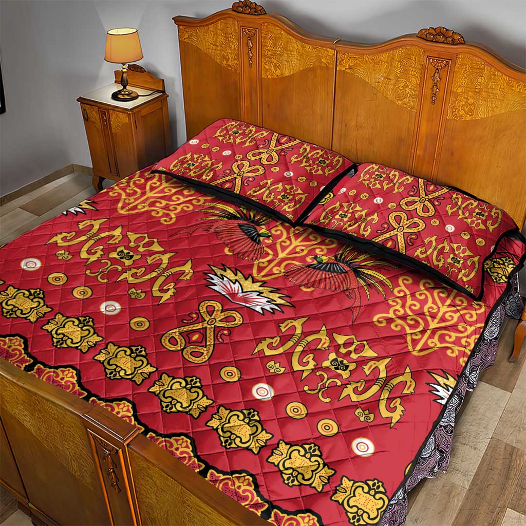 Papua Batik Motif Quilt Bed Set Papua Spirit Red Version - Polynesian Pride