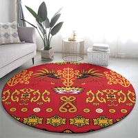 Papua Batik Motif Round Carpet Papua Spirit Red Version LT05 - Polynesian Pride