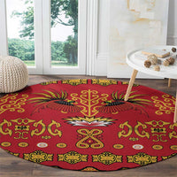 Papua Batik Motif Round Carpet Papua Spirit Red Version LT05 - Polynesian Pride