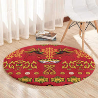 Papua Batik Motif Round Carpet Papua Spirit Red Version LT05 - Polynesian Pride