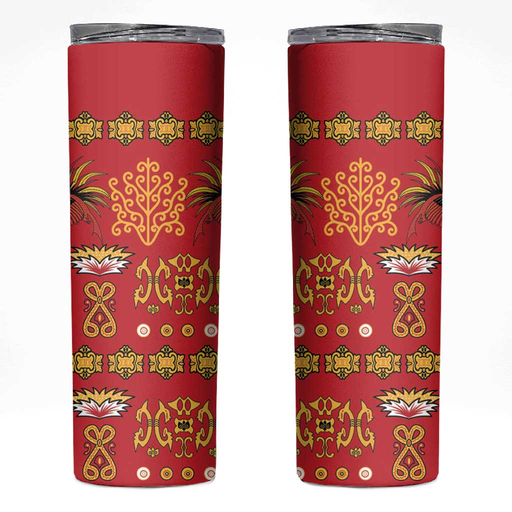 Papua Batik Motif Skinny Tumbler Papua Spirit Red Version LT05 Red - Polynesian Pride