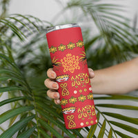 Papua Batik Motif Skinny Tumbler Papua Spirit Red Version LT05 - Polynesian Pride