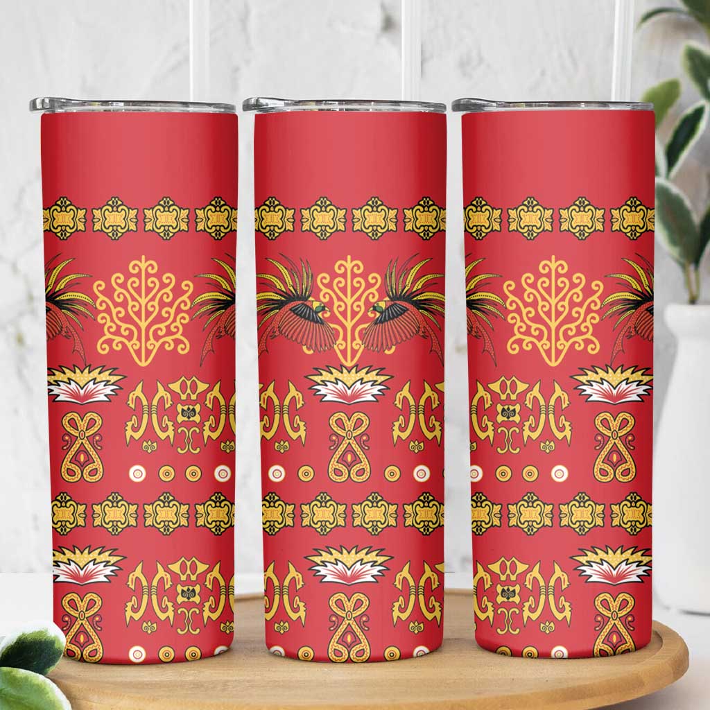 Papua Batik Motif Skinny Tumbler Papua Spirit Red Version LT05 - Polynesian Pride