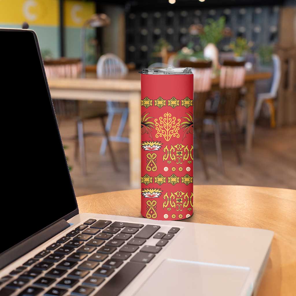 Papua Batik Motif Skinny Tumbler Papua Spirit Red Version LT05 - Polynesian Pride