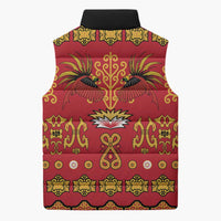 Papua Batik Motif Sleeveless Puffer Jacket Papua Spirit Red Version - Polynesian Pride