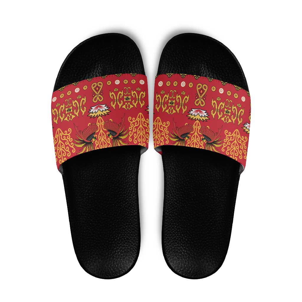 Papua Batik Motif Slide Sandals Papua Spirit Red Version LT05 Red - Polynesian Pride