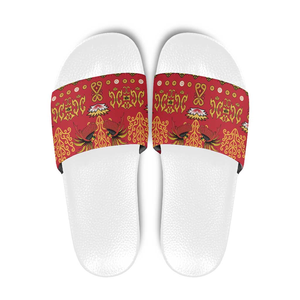 Papua Batik Motif Slide Sandals Papua Spirit Red Version LT05 Red - Polynesian Pride