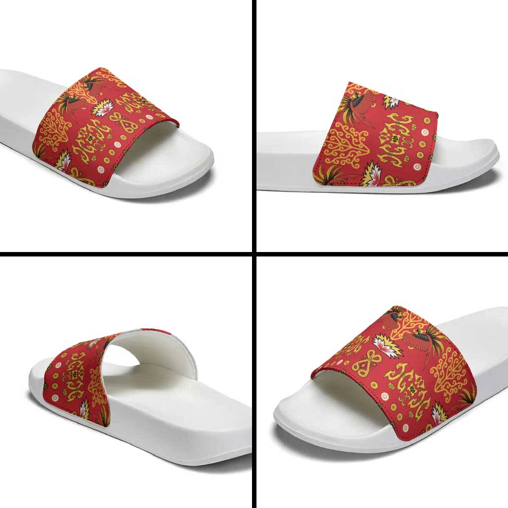 Papua Batik Motif Slide Sandals Papua Spirit Red Version LT05 - Polynesian Pride