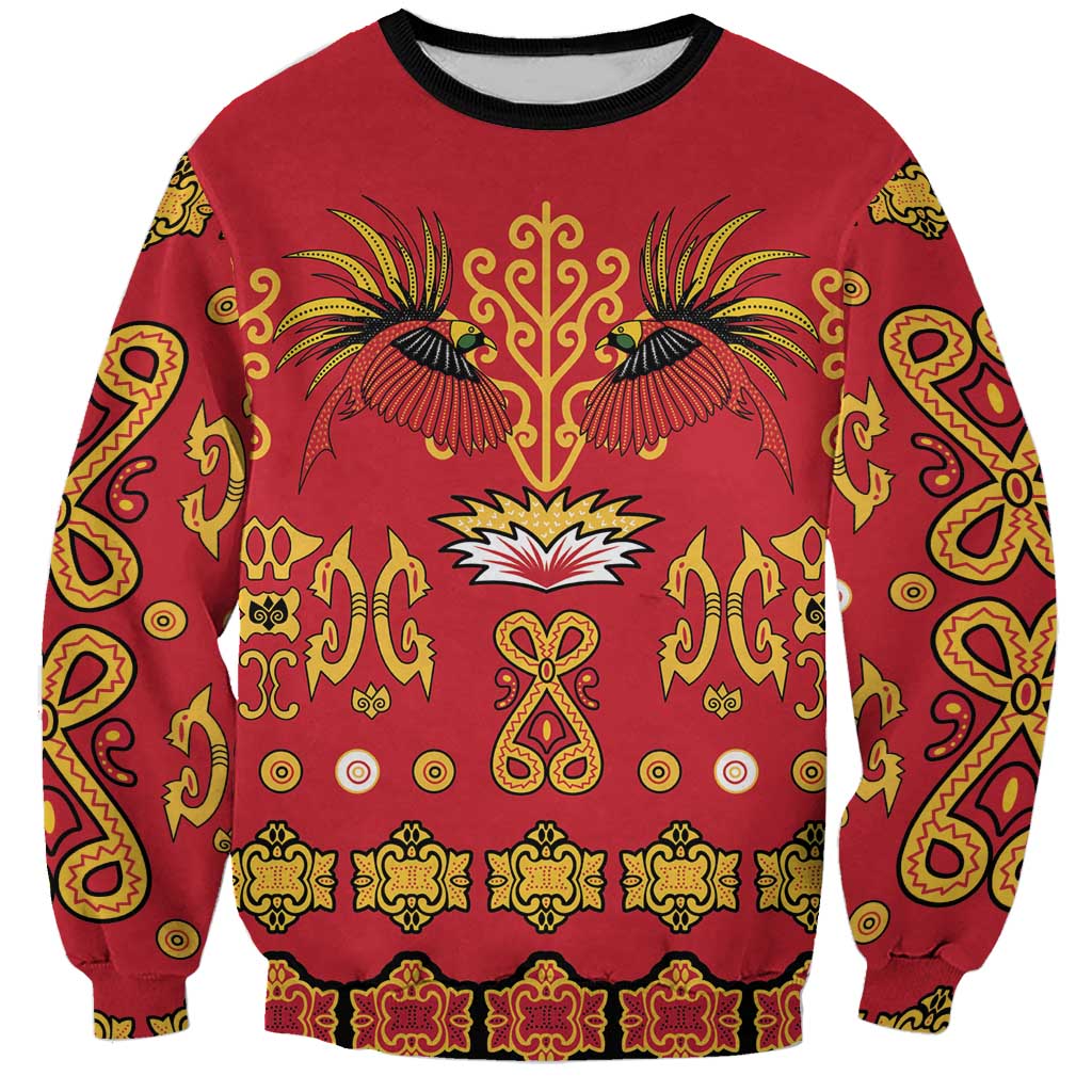 Papua Batik Motif Sweatshirt Papua Spirit Red Version LT05 Unisex Red - Polynesian Pride
