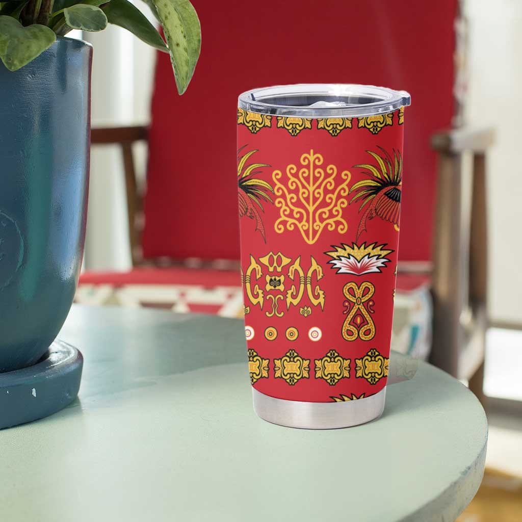 Papua Batik Motif Tumbler Cup Papua Spirit Red Version - Polynesian Pride