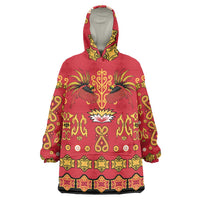 Papua Batik Motif Wearable Blanket Hoodie Papua Spirit Red Version - Polynesian Pride