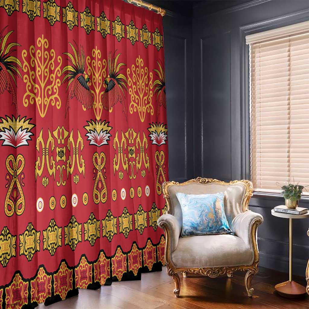 Papua Batik Motif Window Curtain Papua Spirit Red Version LT05 - Polynesian Pride