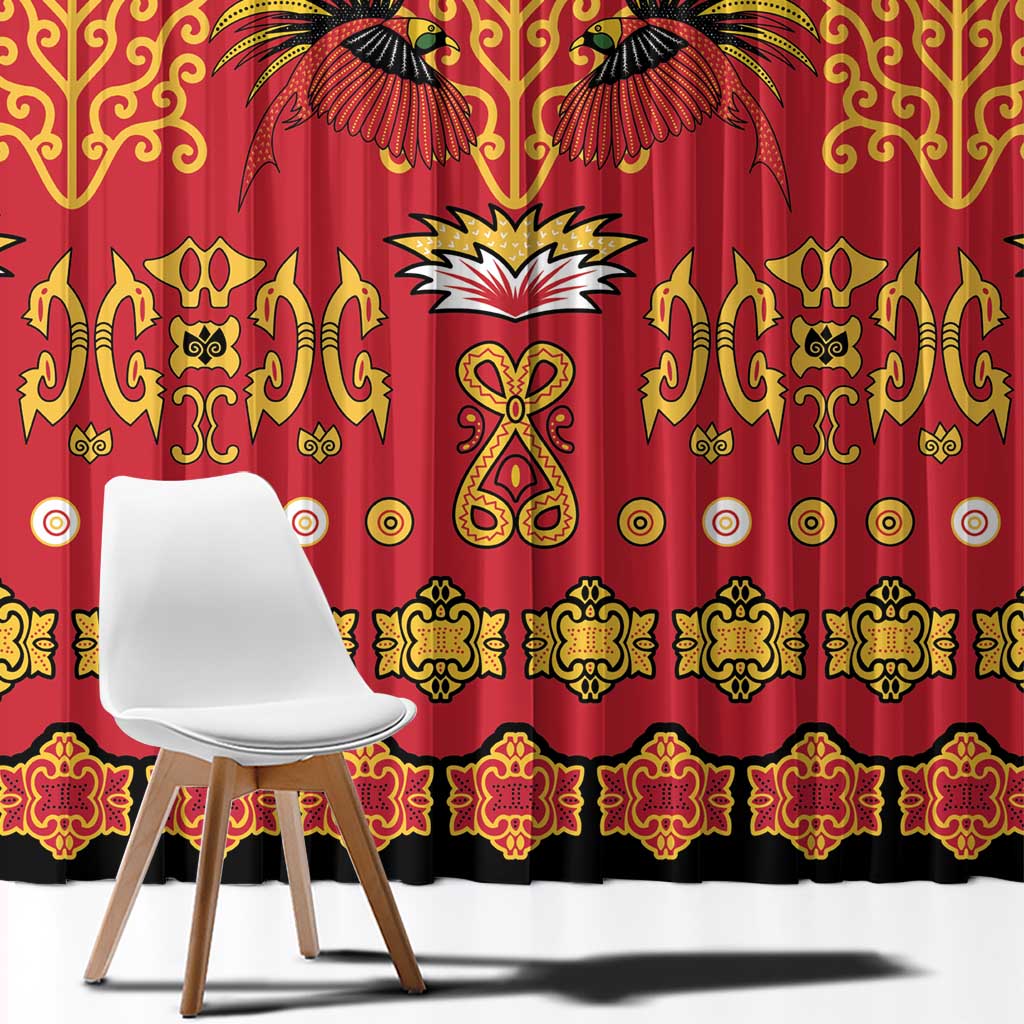 Papua Batik Motif Window Curtain Papua Spirit Red Version LT05 - Polynesian Pride