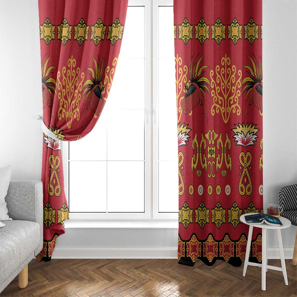 Papua Batik Motif Window Curtain Papua Spirit Red Version LT05 - Polynesian Pride