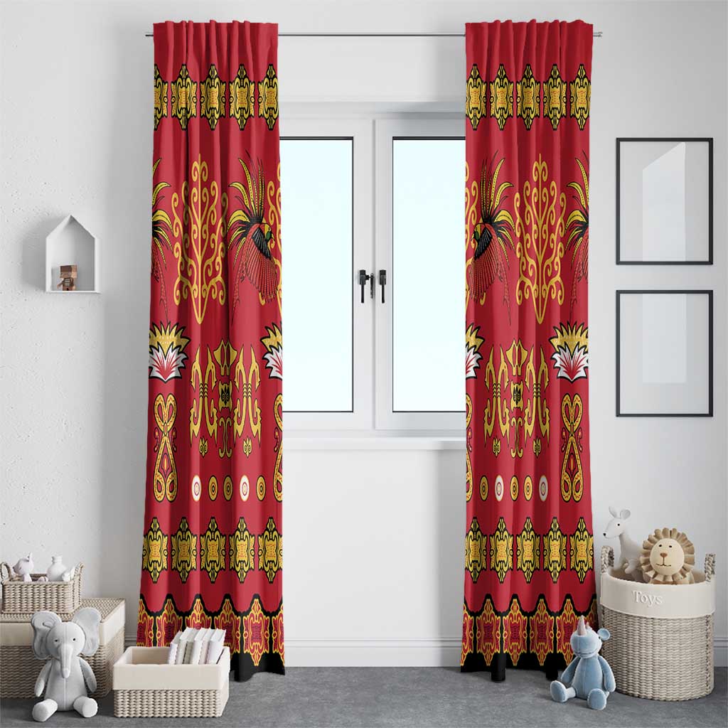 Papua Batik Motif Window Curtain Papua Spirit Red Version LT05 - Polynesian Pride