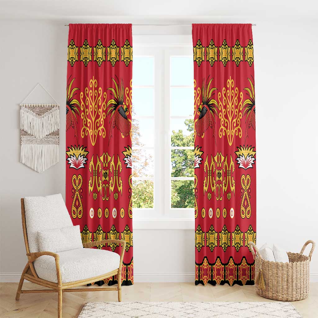 Papua Batik Motif Window Curtain Papua Spirit Red Version LT05 - Polynesian Pride