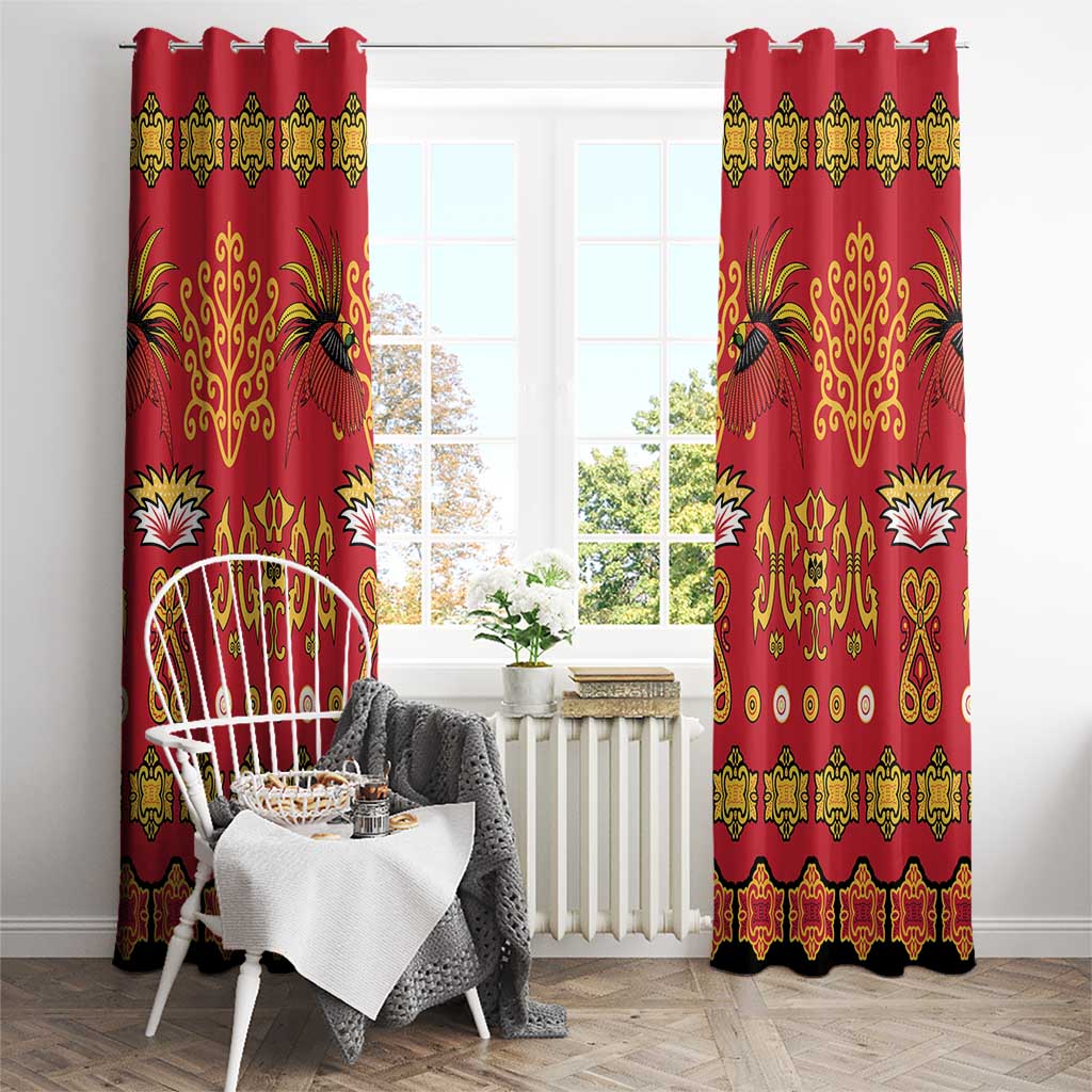 Papua Batik Motif Window Curtain Papua Spirit Red Version LT05 - Polynesian Pride