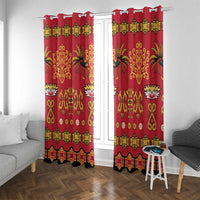 Papua Batik Motif Window Curtain Papua Spirit Red Version LT05 With Grommets Red - Polynesian Pride