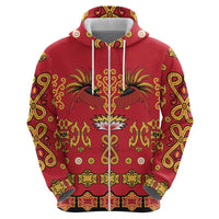Papua Batik Motif Zip Hoodie Papua Spirit Red Version - Polynesian Pride