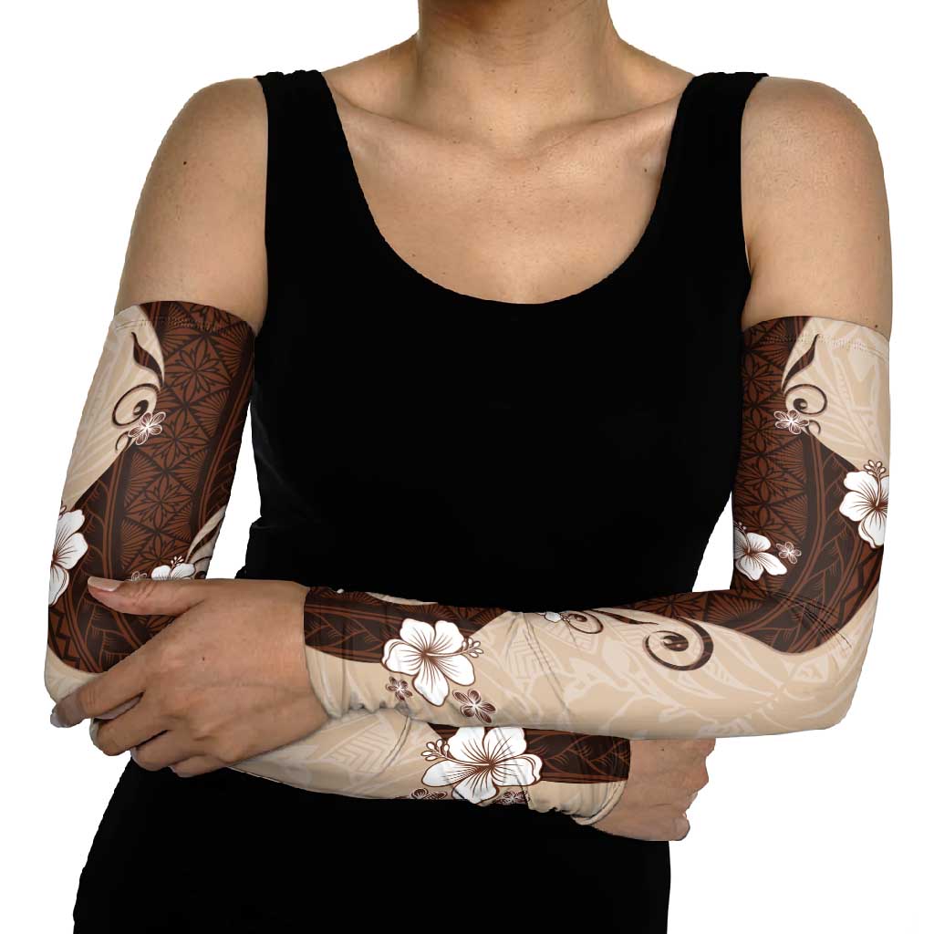 Polynesia Hibiscus Arm Sleeves Cameo Curve Motif - Polynesian Pride